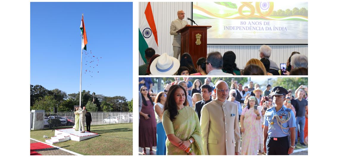 Flag hoisting on the 80th Independence Day at the Embassy of India, Brasília